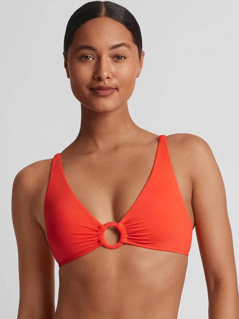 LAUREN RALPH LAUREN Women's Macrame-Ring Bikini Top Size 6 In Persimmon